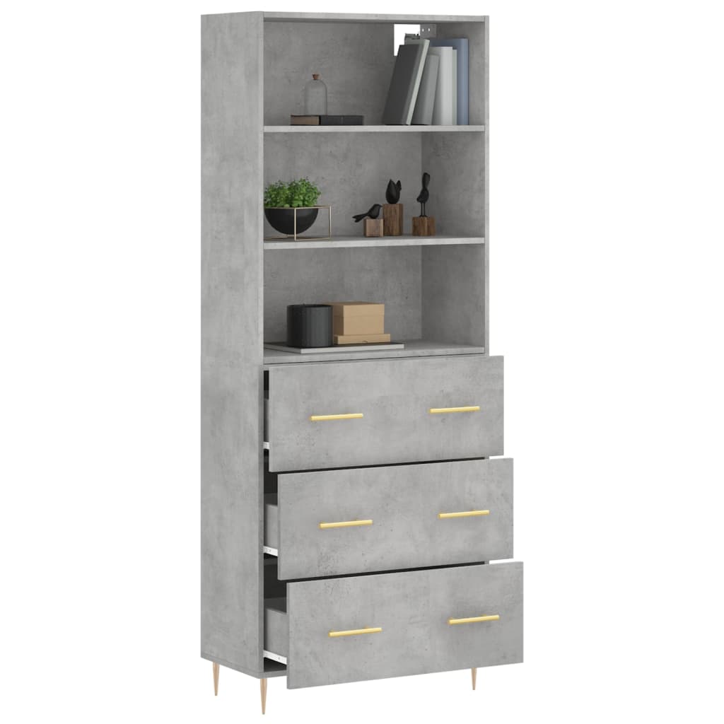 vidaXL Hoge kast 69,5x34x180 cm bewerkt hout betongrijs afbeelding