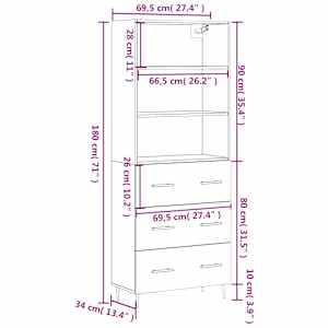 Skříň highboard betonově šedá 69,5x34x180 cm kompozitní dřevo - obrázek 13