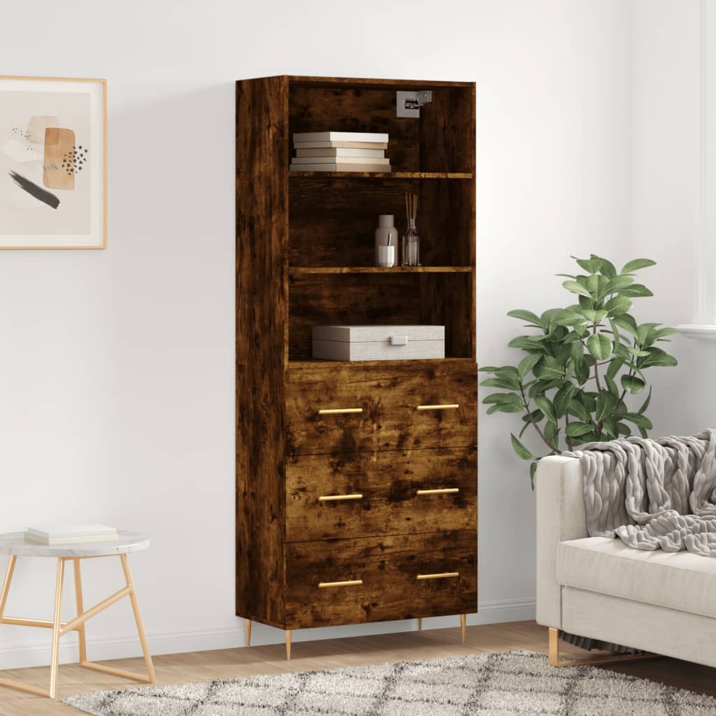 Skříň highboard kouřový dub 69,5 x 34 x 180 cm kompozitní dřevo