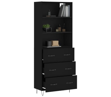 vidaXL Buffet haut Noir 69,5x34x180 cm Bois d'ing&eacute;nierie