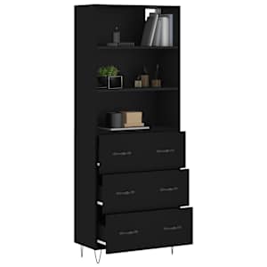 vidaXL Buffet haut Noir 69,5x34x180 cm Bois d'ing&eacute;nierie
