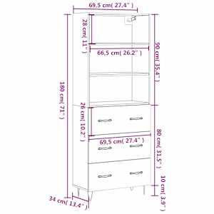 Skříň highboard dub sonoma 69,5 x 34 x 180 cm kompozitní dřevo - obrázek 13
