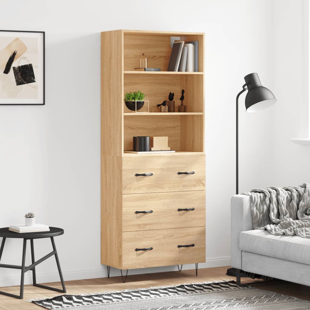 vidaXL Highboard Sonoma-Eiche 69,5x34x180 cm Holzwerkstoff