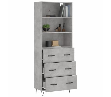 vidaXL Highboard Betongrau 69,5x34x180 cm Holzwerkstoff