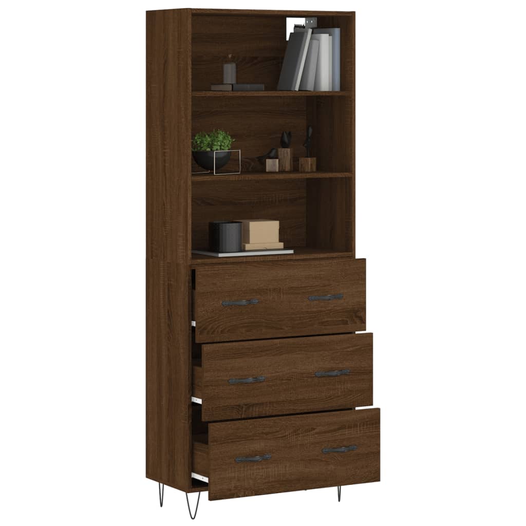 vidaXL Hoge kast 69,5x34x180 cm bewerkt hout bruin eikenkleur afbeelding