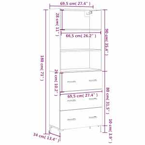 Skříň highboard dub sonoma 69,5 x 34 x 180 cm kompozitní dřevo - obrázek 13