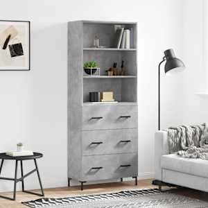 Skříň highboard betonově šedá 69,5x34x180 cm kompozitní dřevo - obrázek 1