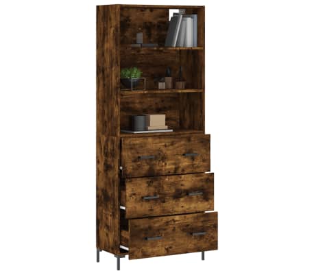 vidaXL Highboard røkt eik 69,5x34x180 cm konstruert tre