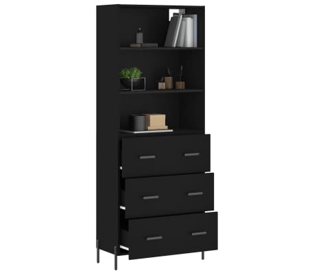 vidaXL Aparador alto madera contrachapada negro 69,5x34x180 cm