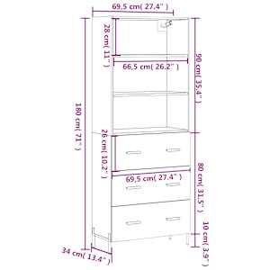 Skříň highboard betonově šedá 69,5x34x180 cm kompozitní dřevo - obrázek 13