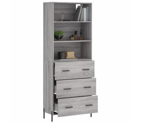 vidaXL Ντουλάπι Γκρι Sonoma 69,5 x 34 x 180 εκ. Επεξεργασμένο Ξύλο