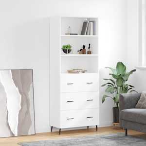 Skříň highboard bílá 69,5 x 34 x 180 cm kompozitní dřevo - obrázek 1