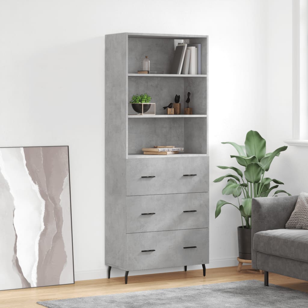 Skříň highboard betonově šedá 69,5x34x180 cm kompozitní dřevo