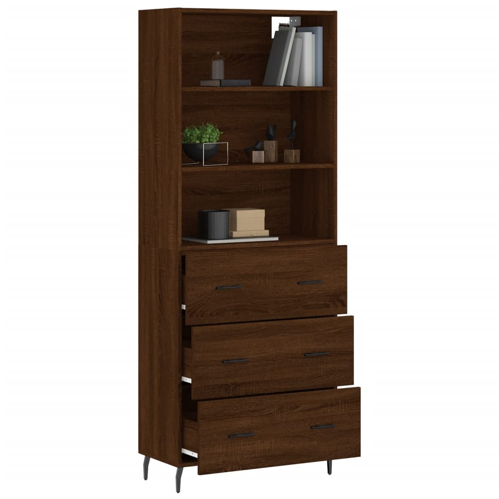 vidaXL Highboard Brown Oak 69.5x34x180 cm Engineered Wood