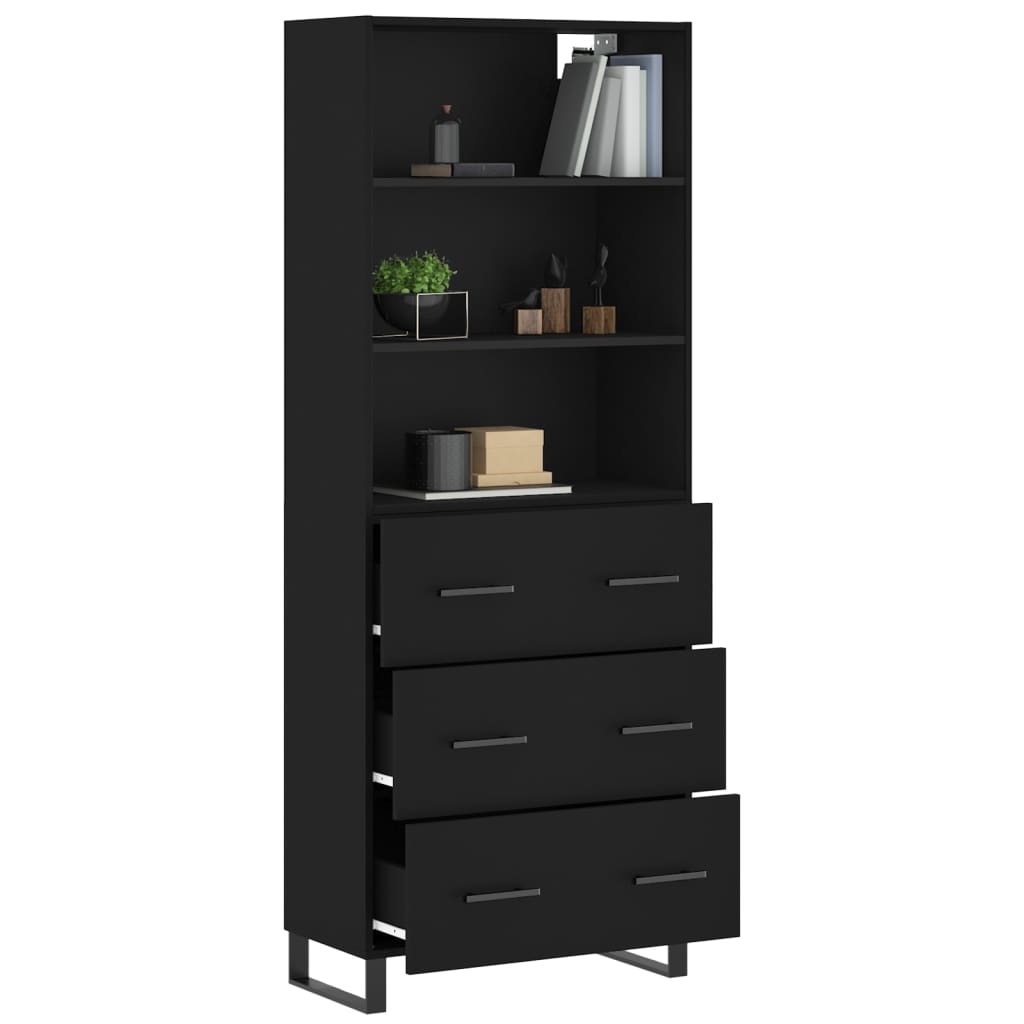 vidaXL Highboard Schwarz 69,5x34x180 cm Holzwerkstoff