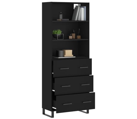 vidaXL Highboard Schwarz 69,5x34x180 cm Holzwerkstoff