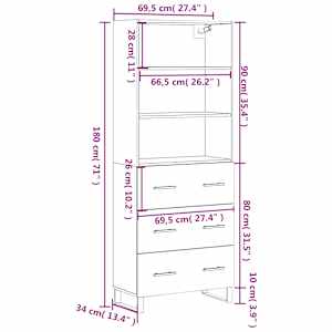 Skříň highboard dub sonoma 69,5 x 34 x 180 cm kompozitní dřevo - obrázek 13