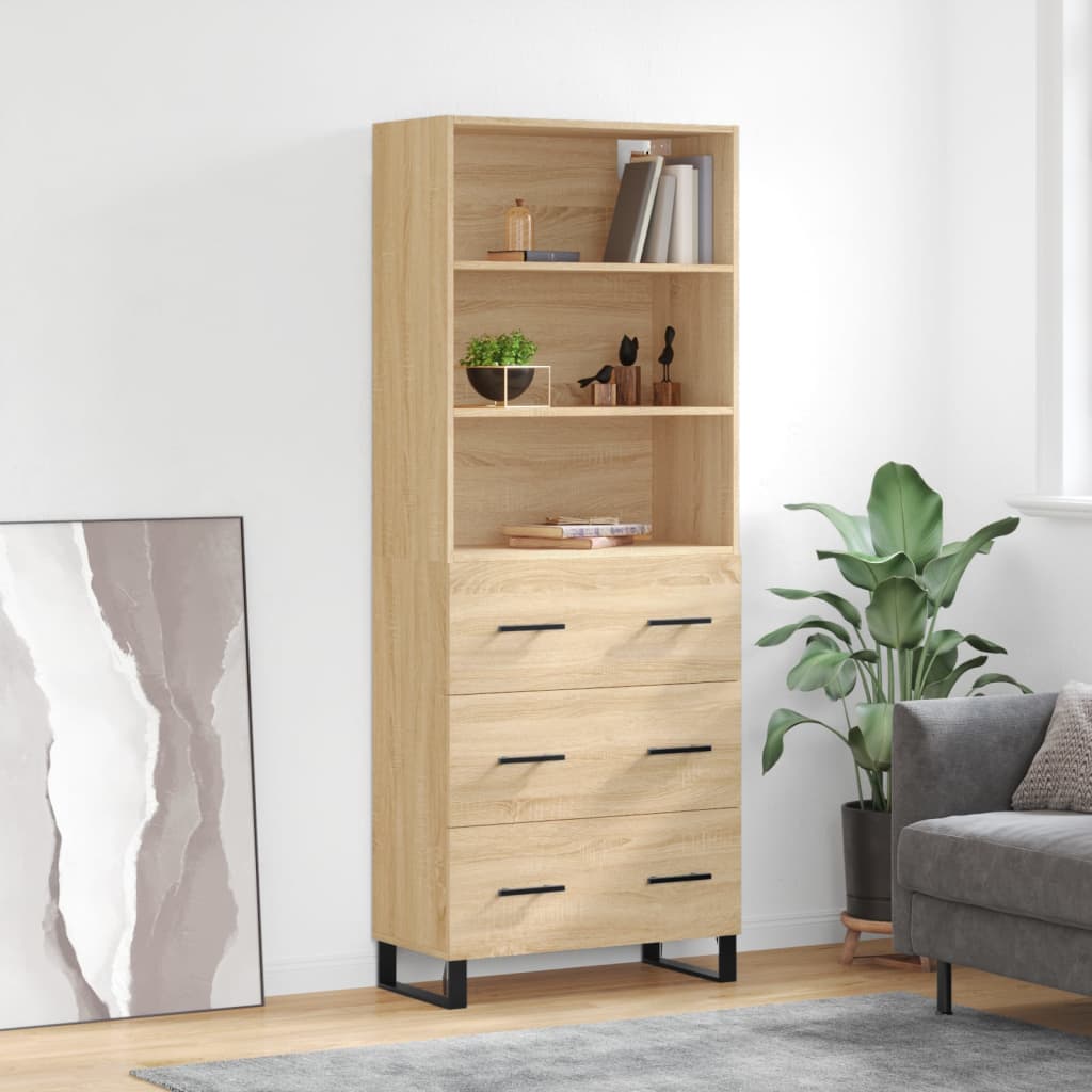 Skříň highboard dub sonoma 69,5 x 34 x 180 cm kompozitní dřevo