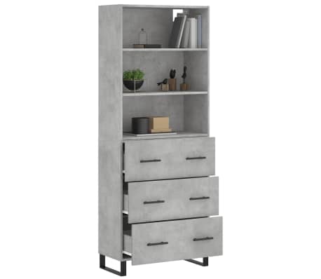 vidaXL Buffet haut Gris b&eacute;ton 69,5x34x180 cm Bois d'ing&eacute;nierie