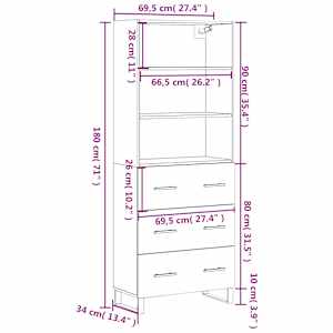 Skříň highboard betonově šedá 69,5x34x180 cm kompozitní dřevo - obrázek 13