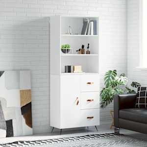 Skříň highboard bílá 69,5 x 34 x 180 cm kompozitní dřevo - obrázek 1