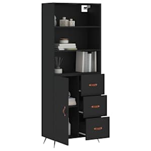 Skříň highboard černá 69,5 x 34 x 180 cm kompozitní dřevo - obrázek 3