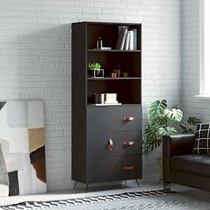 Skříň highboard černá 69,5 x 34 x 180 cm kompozitní dřevo - obrázek 1