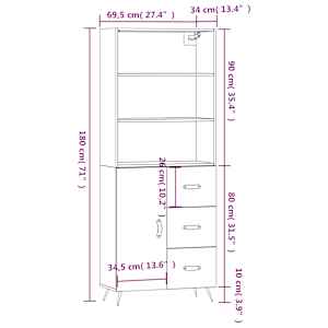 Skříň highboard betonově šedá 69,5x34x180 cm kompozitní dřevo - obrázek 14