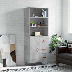 Skříň highboard betonově šedá 69,5x34x180 cm kompozitní dřevo - obrázek 1