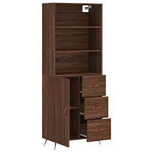 Skříň highboard hnědý dub 69,5 x 34 x 180 cm kompozitní dřevo - obrázek 4