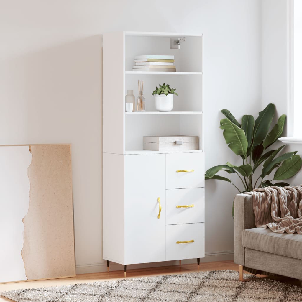 Skříň highboard bílá 69,5 x 34 x 180 cm kompozitní dřevo