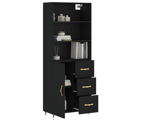 vidaXL Highboard Black 69.5x34x180 cm Engineered Wood