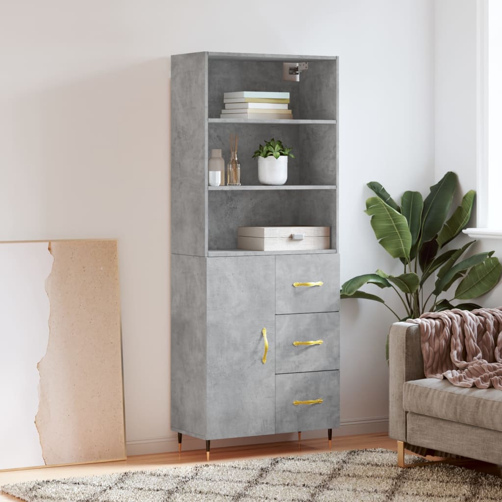 Skříň highboard betonově šedá 69,5x34x180 cm kompozitní dřevo