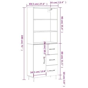 Skříň highboard šedá sonoma 69,5 x 34 x 180 cm kompozitní dřevo - obrázek 14
