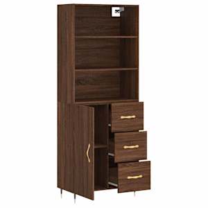 Skříň highboard hnědý dub 69,5 x 34 x 180 cm kompozitní dřevo - obrázek 4