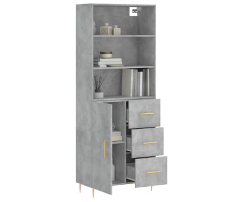 vidaXL Arm&aacute;rio alto 69,5x34x180 cm derivados de madeira cinza cimento