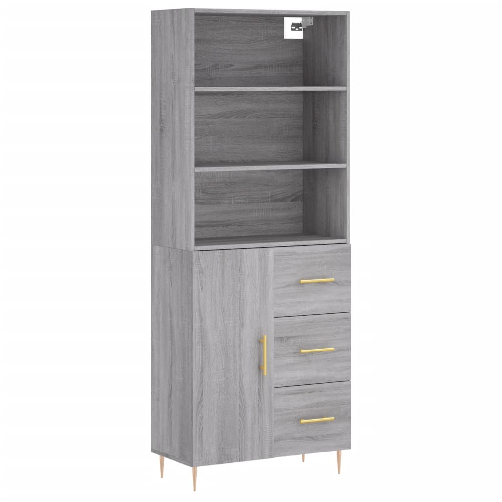 vidaXL Skříň highboard šedá sonoma 69,5 x 34 x 180 cm kompozitní dřevo