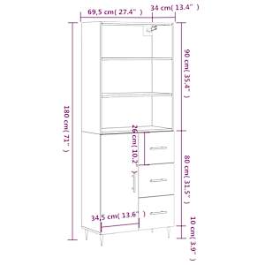 Skříň highboard šedá sonoma 69,5 x 34 x 180 cm kompozitní dřevo - obrázek 14