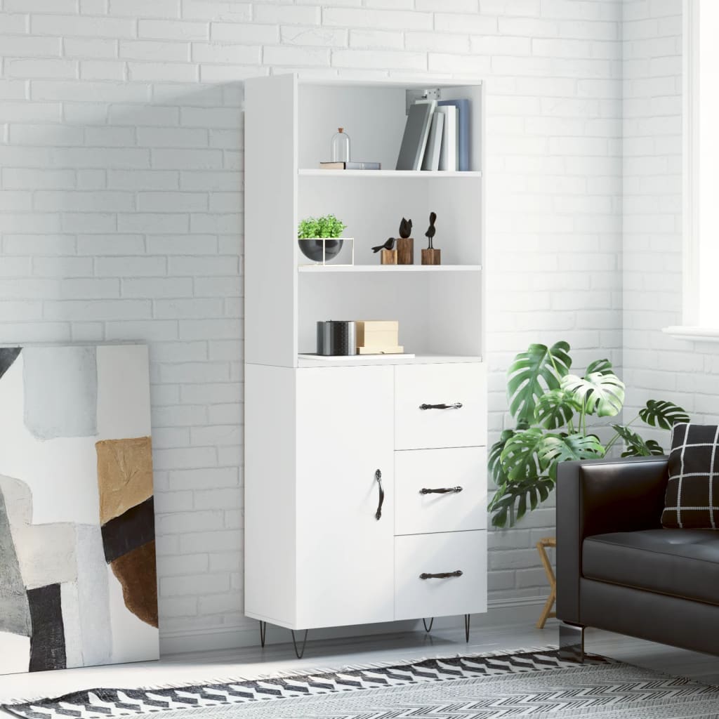 Skříň highboard bílá 69,5 x 34 x 180 cm kompozitní dřevo