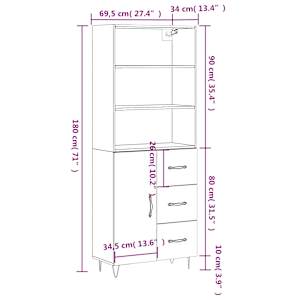 Skříň highboard betonově šedá 69,5x34x180 cm kompozitní dřevo - obrázek 14