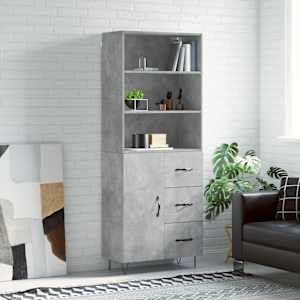 Skříň highboard betonově šedá 69,5x34x180 cm kompozitní dřevo - obrázek 1