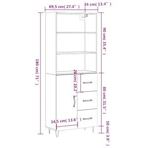 Skříň highboard šedá sonoma 69,5 x 34 x 180 cm kompozitní dřevo - obrázek 14