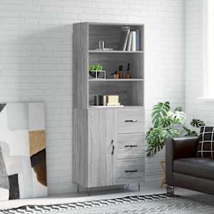 Skříň highboard šedá sonoma 69,5 x 34 x 180 cm kompozitní dřevo