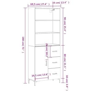 Skříň highboard bílá 69,5 x 34 x 180 cm kompozitní dřevo - obrázek 14