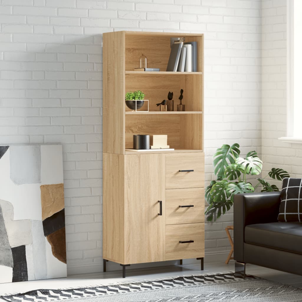 Highboard Sonoma-Eiche 69,5x34x180 cm Holzwerkstoff