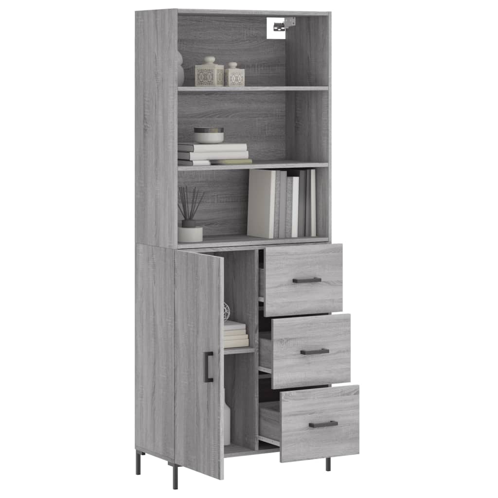 vidaXL Hoge kast 69,5x34x180 cm bewerkt hout grijs sonoma eikenkleurig afbeelding