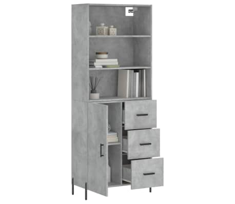 vidaXL Highboard Betongrau 69,5x34x180 cm Holzwerkstoff