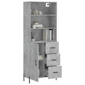 vidaXL Highboard Betongrau 69,5x34x180 cm Holzwerkstoff