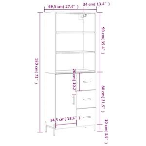 Skříň highboard hnědý dub 69,5 x 34 x 180 cm kompozitní dřevo - obrázek 14