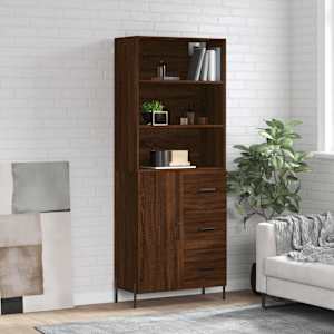 Skříň highboard hnědý dub 69,5 x 34 x 180 cm kompozitní dřevo - obrázek 1